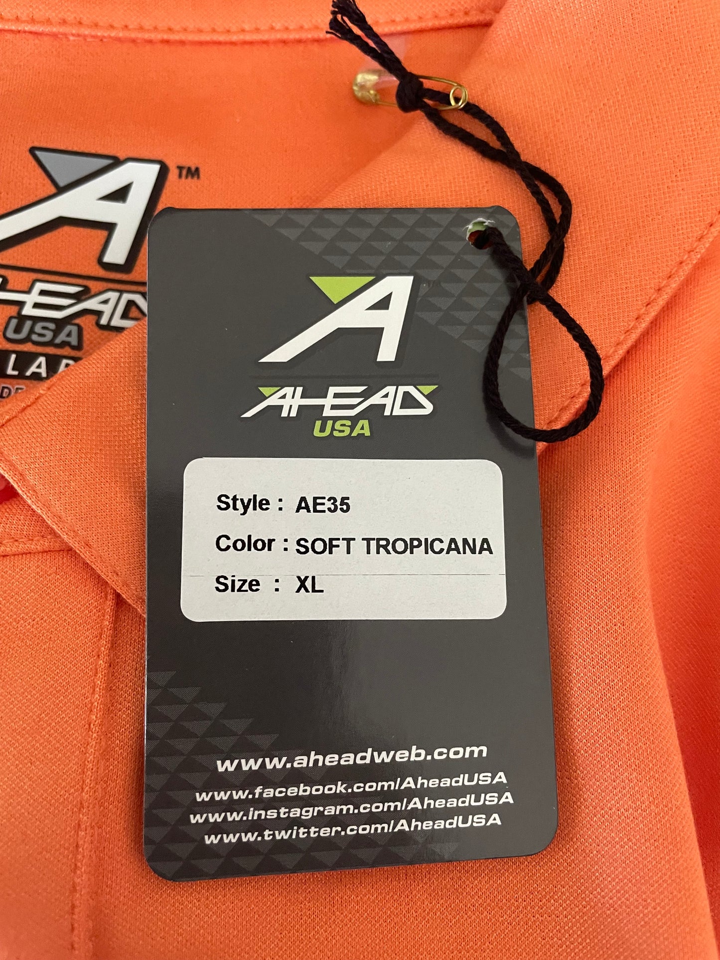Ahead USA men's golf polo shirt in the "Soft Tropicana" orange (X-Large)
