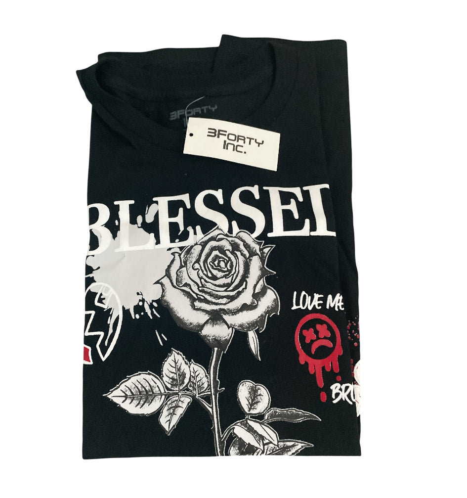 3Forty Inc Blessed Rose Tee (Black)