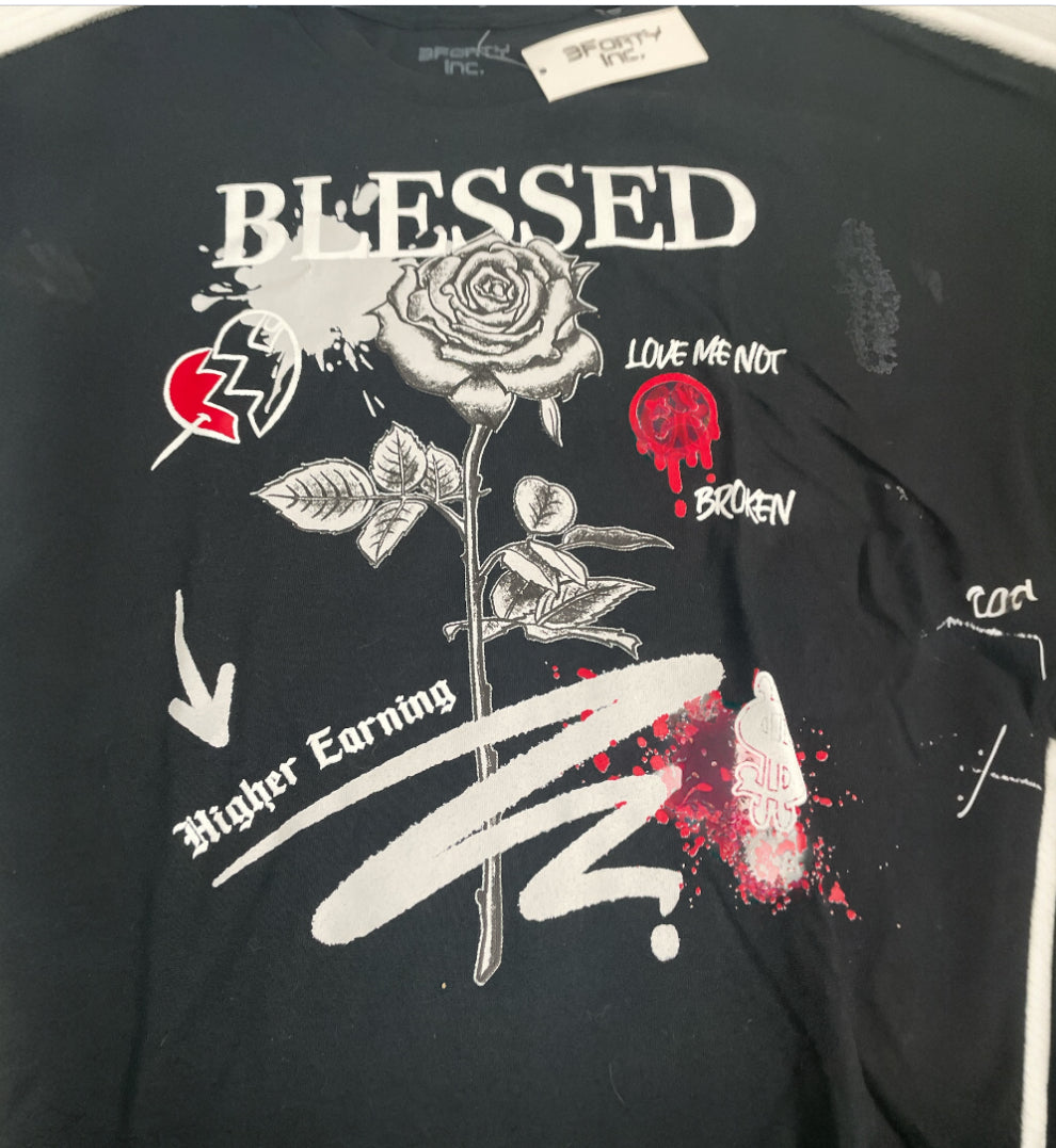 3Forty Inc Blessed Rose Tee (Black)