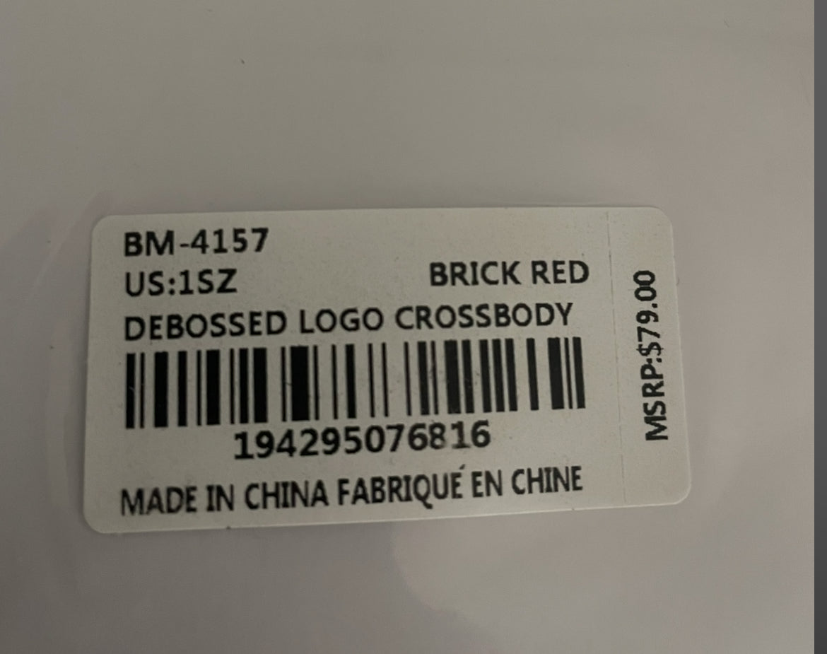 Badgley Mischka Red Debossed Logo Bag