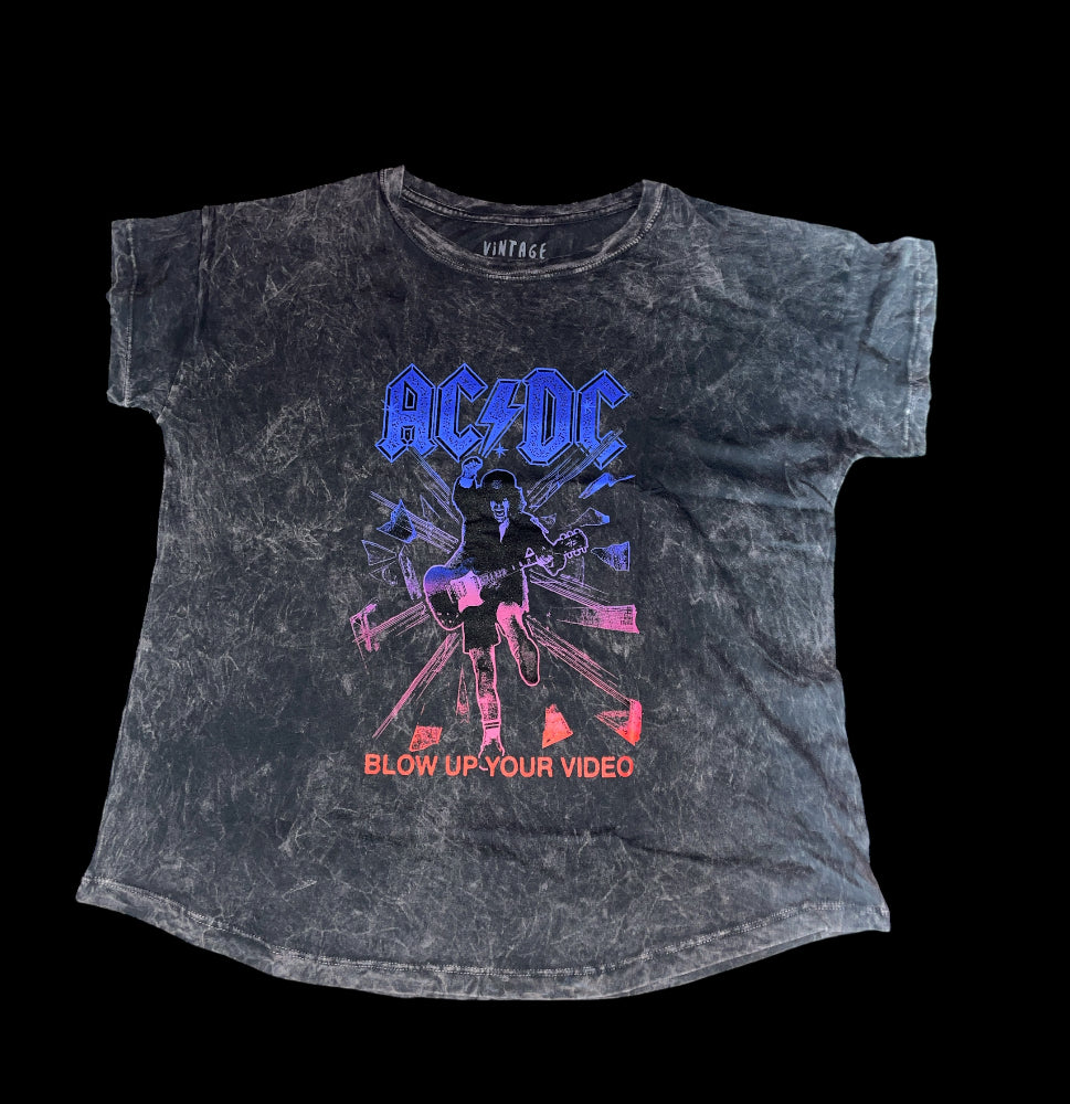 Vintage Canvas AC/DC "Blow Up Your Video" album Mineral Wash T-shirt (Medium)