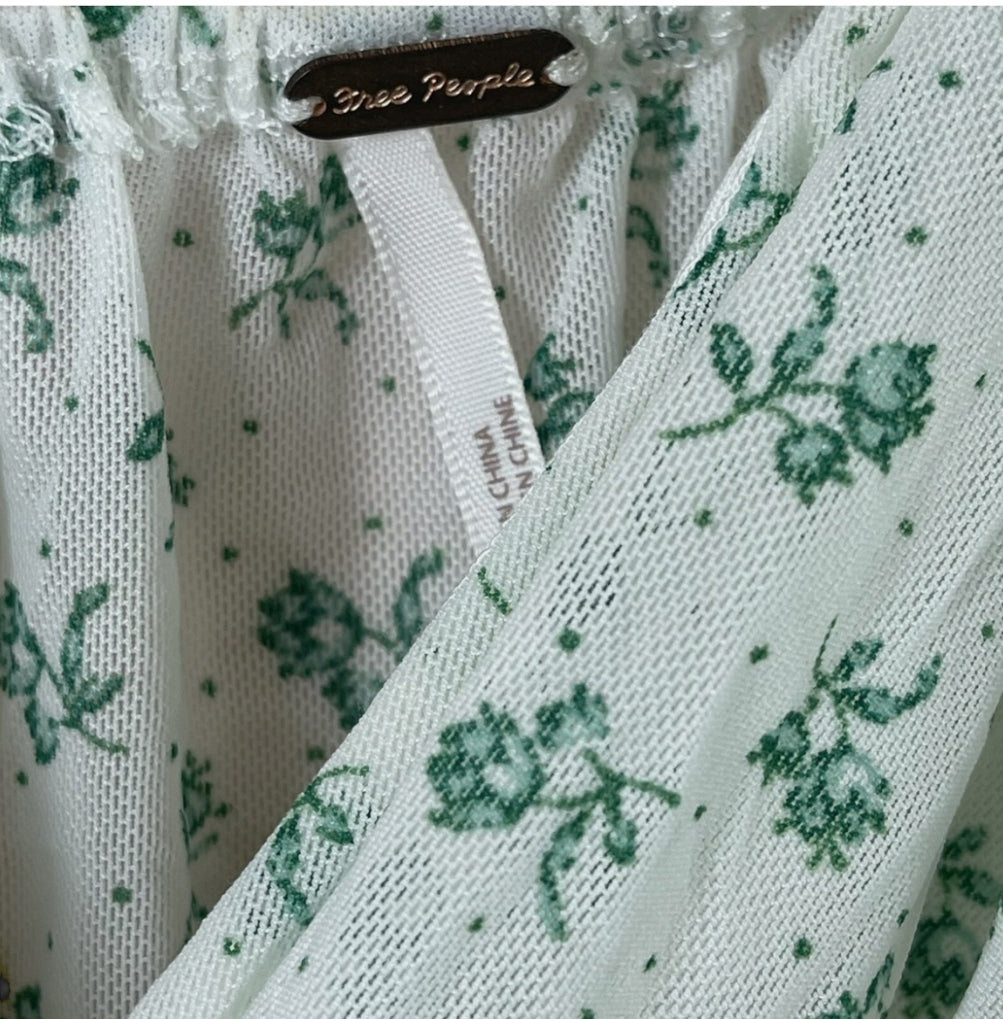 Free People Sweetie Pie Floral Sheer Mesh Wrap Top (Medium)