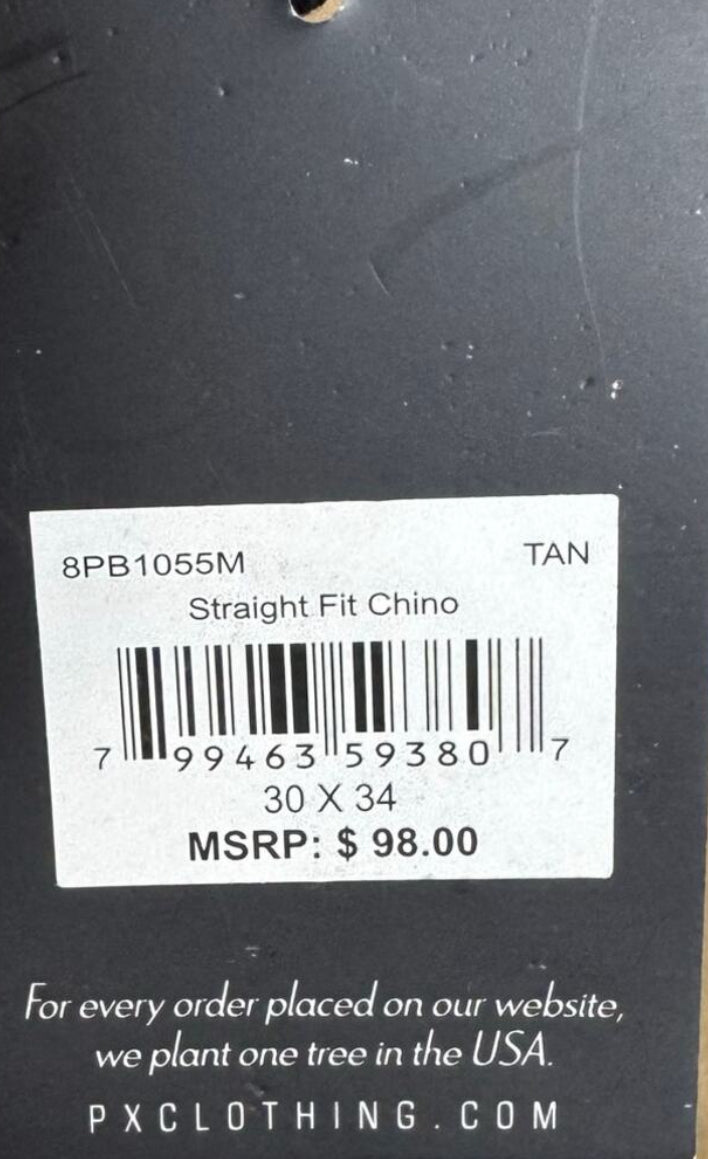 PX Premium Xpress Tan Straight Fit Chinos (30x34)