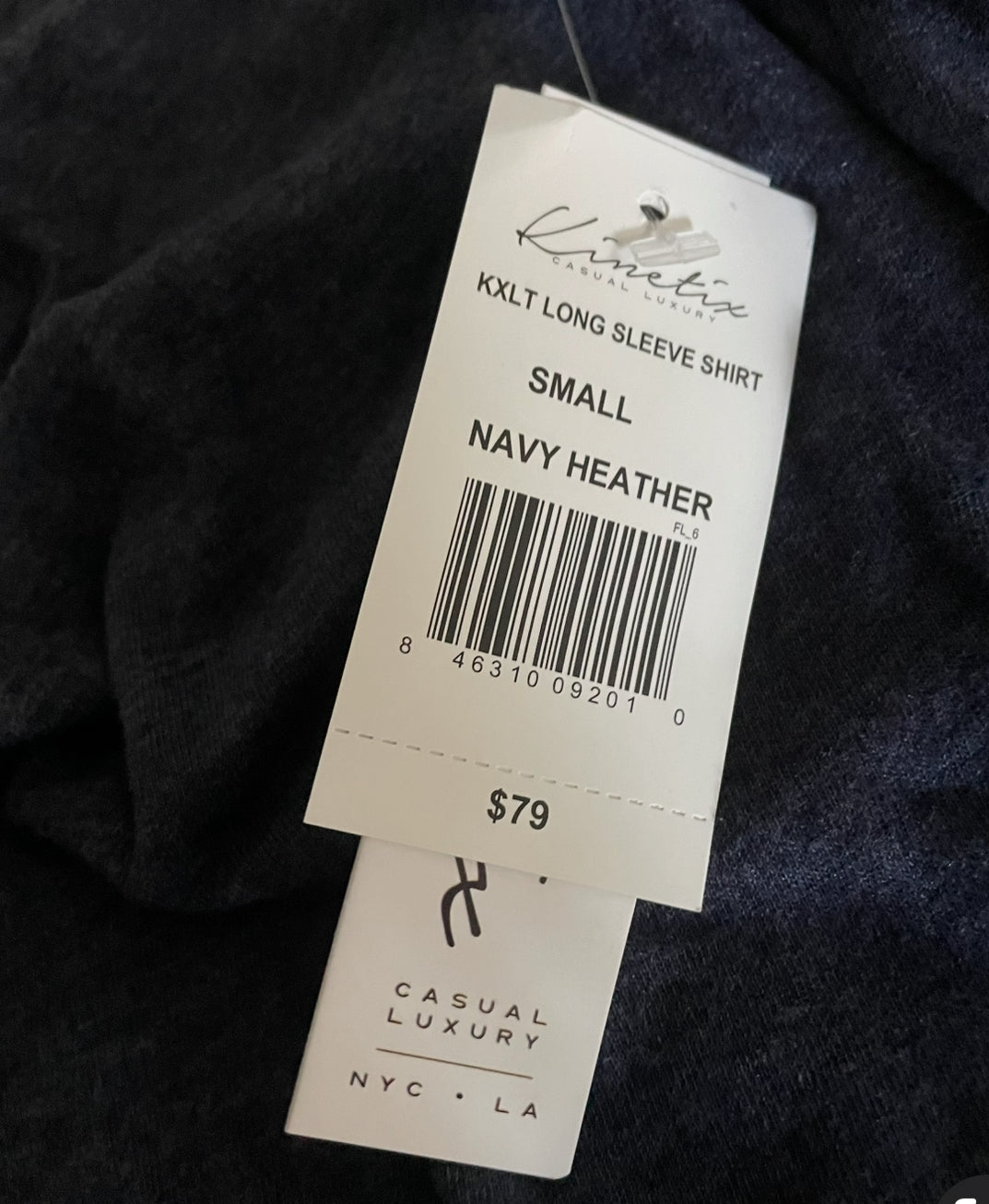 Kinetix Navy Heather Long Sleeve Tee (Small)