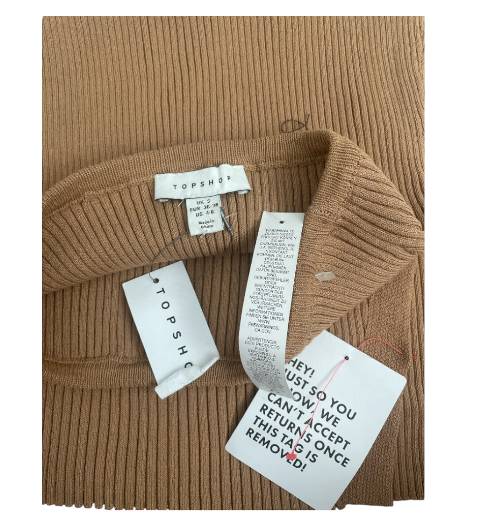 Topshop Ribbed Knee Length Skirt (Small)