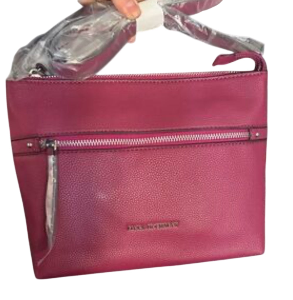 Dana Buchman crossbody bag in deep berry pink shade.