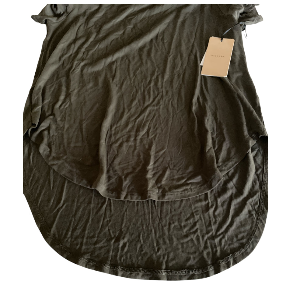 Halogen Short Sleeve Tee Asymmetric Hem Crew Neck Stretch (Medium)