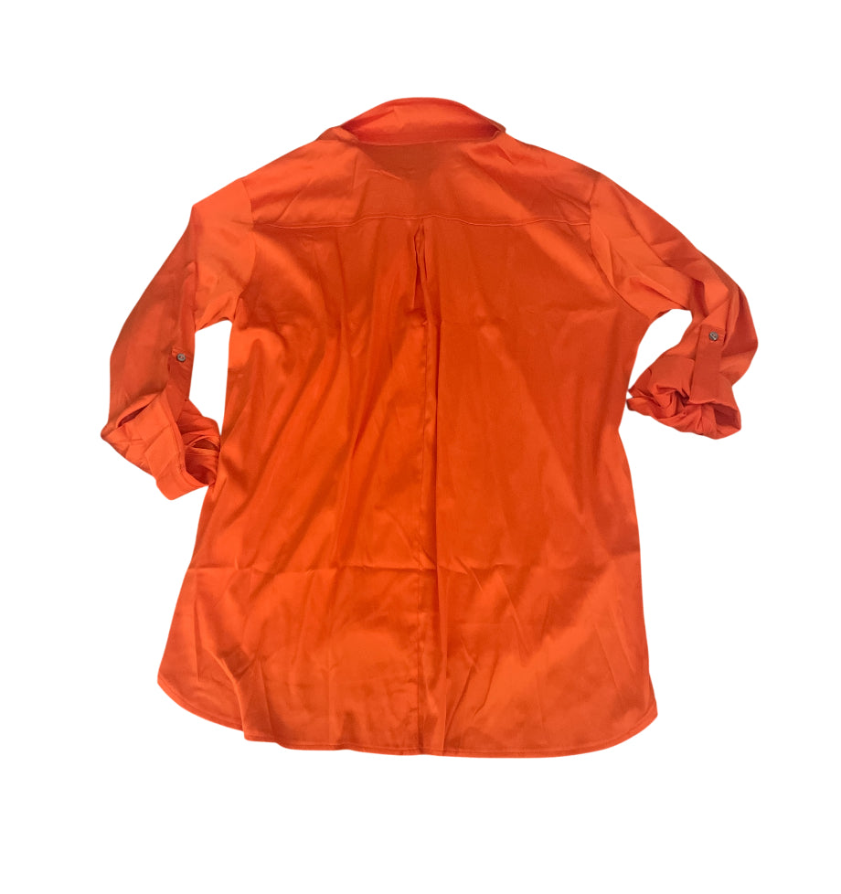 She + Sky Orange Button Down Blouse (X-Large)