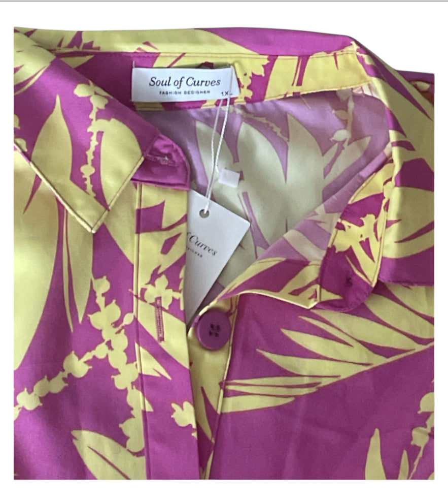 Soul of Curves Tropical Print Jumpsuit