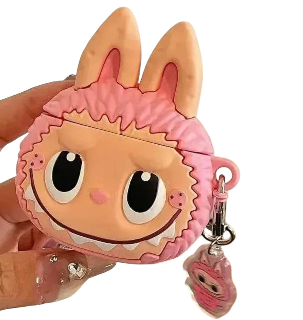The Monster Series Labubu Pink Character AirPods Case