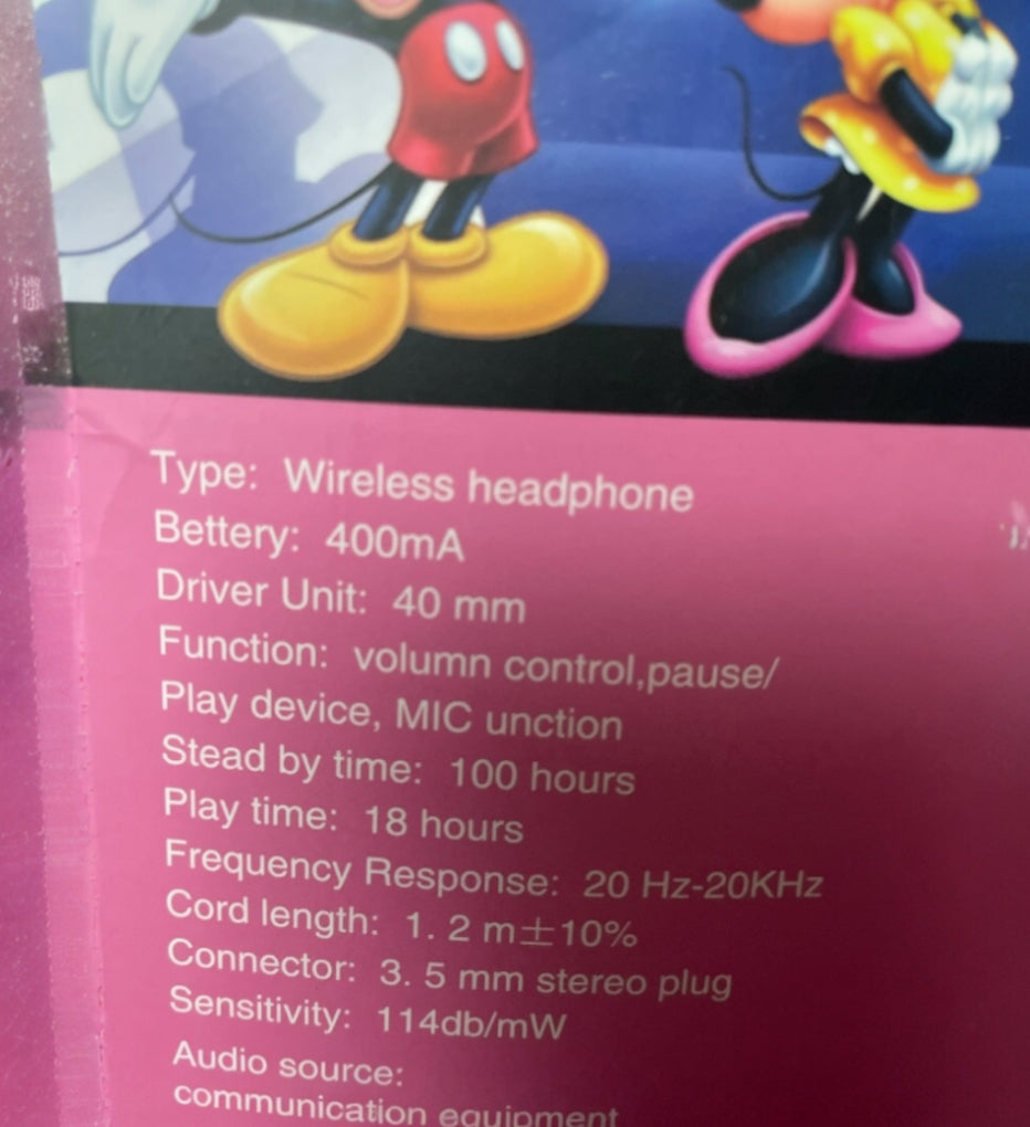 Mickey Mouse Wireless Bluetooth Headphones with Microphone
