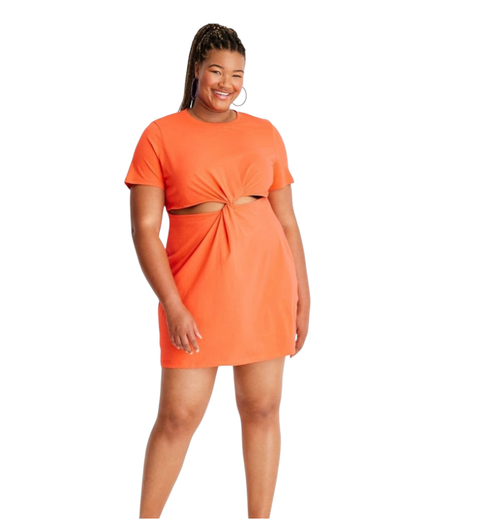 Future Collective Twisted Cut Out Mini T-Shirt Dress (1x)
