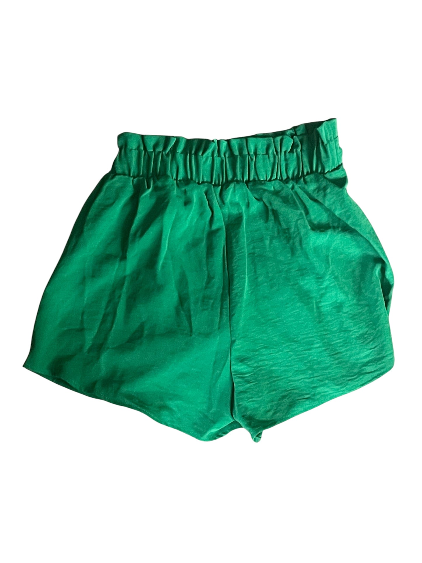 GeeGee green paperbag waist pleated shorts (Small)