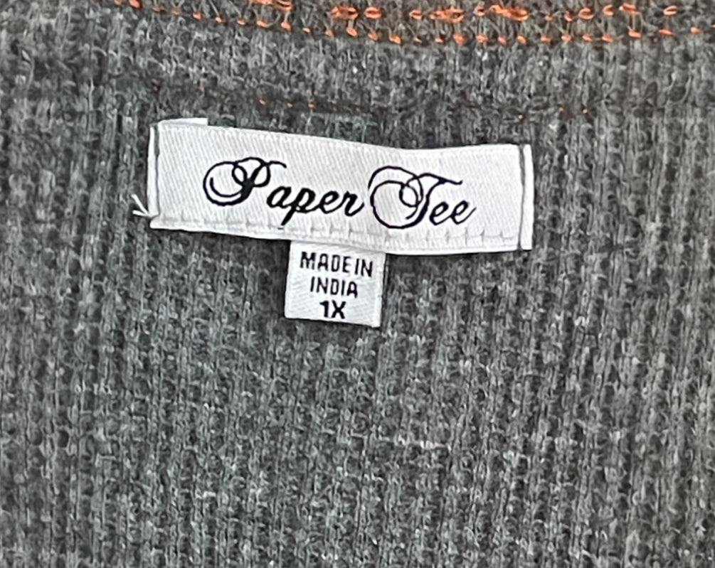 Paper Tee Gray Thermal V Neck Tee (1x)