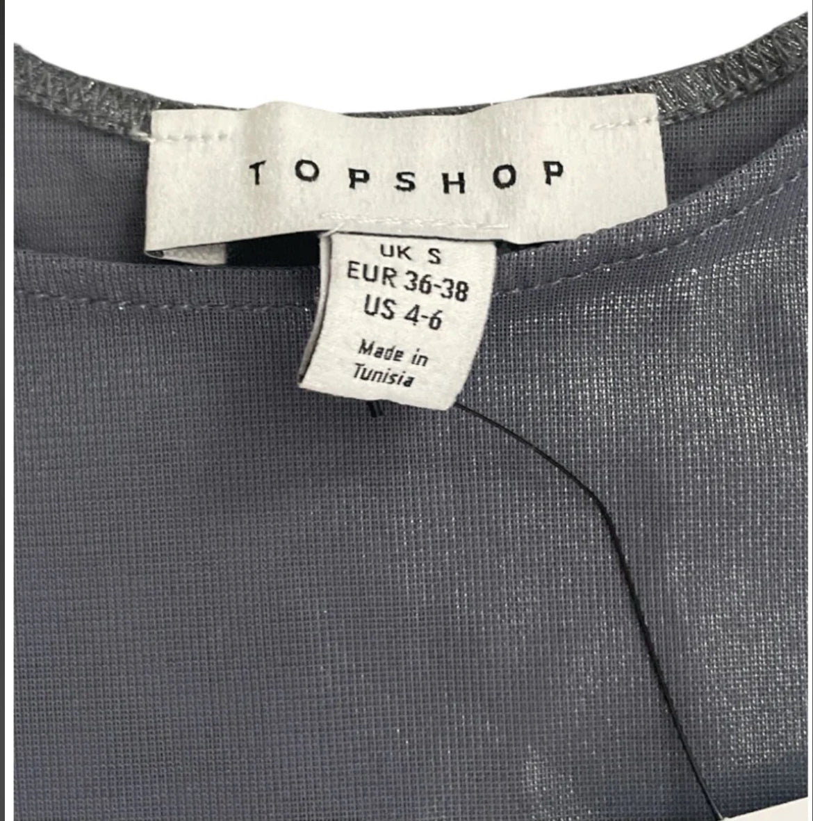 Topshop Sheer Metallic Tank in Charcoal (Small)