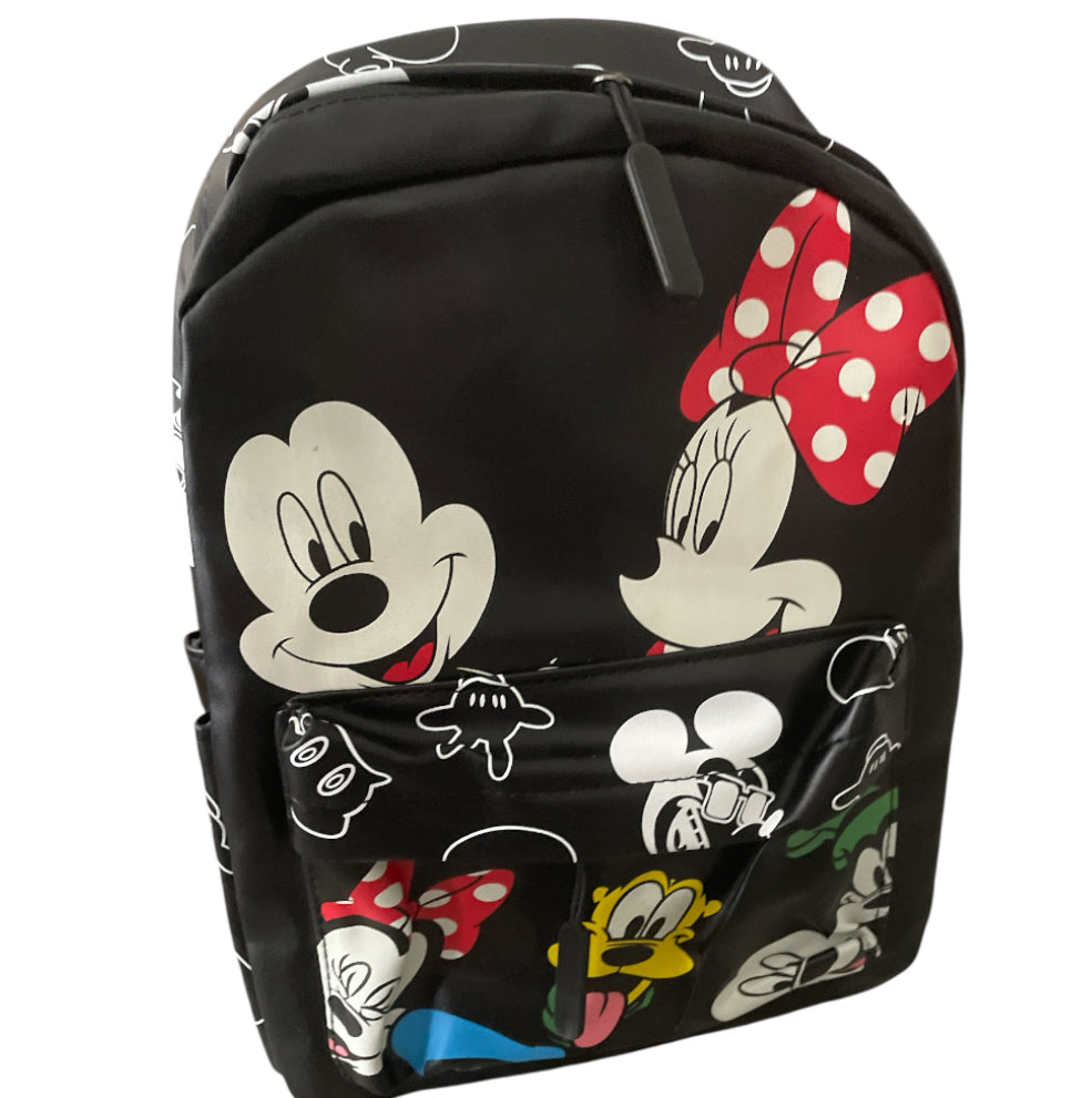 Mickey & Friends Black Faux Leather Mini Backpack