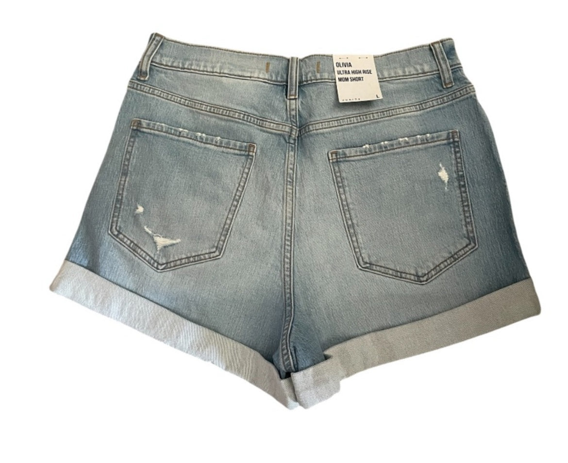 Eunina Olivia Ultra High Rise Mom Denim Shorts (Large)