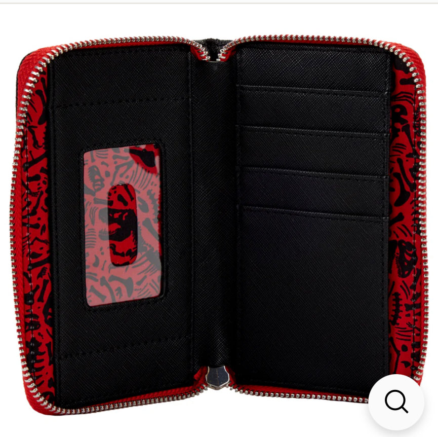 LOUNGEFLY JURASSIC PARK LOGO ZIP AROUND WALLET