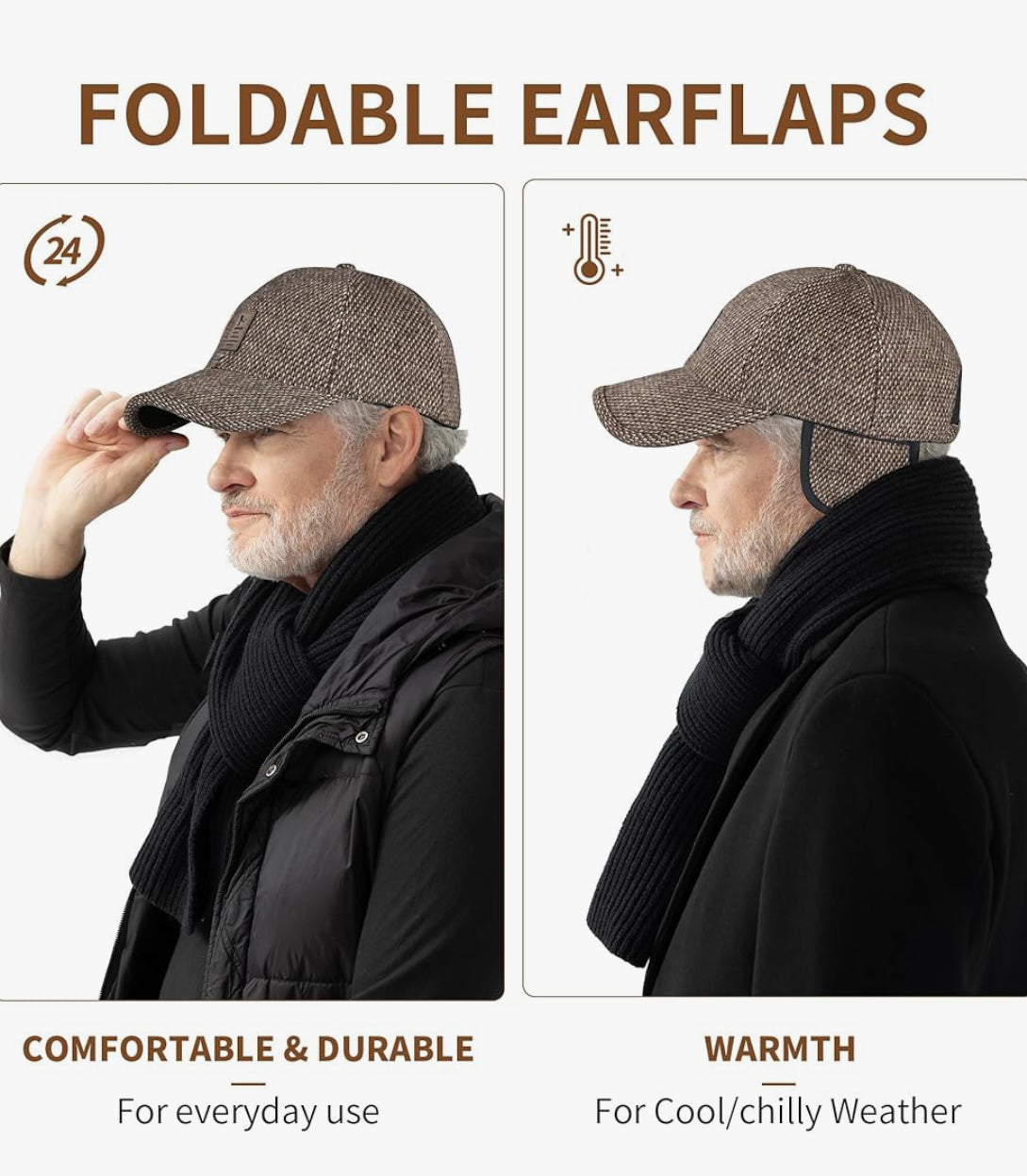 Men Outdoor Hat, Adjustable Warm Sport Golf Baseball Cap