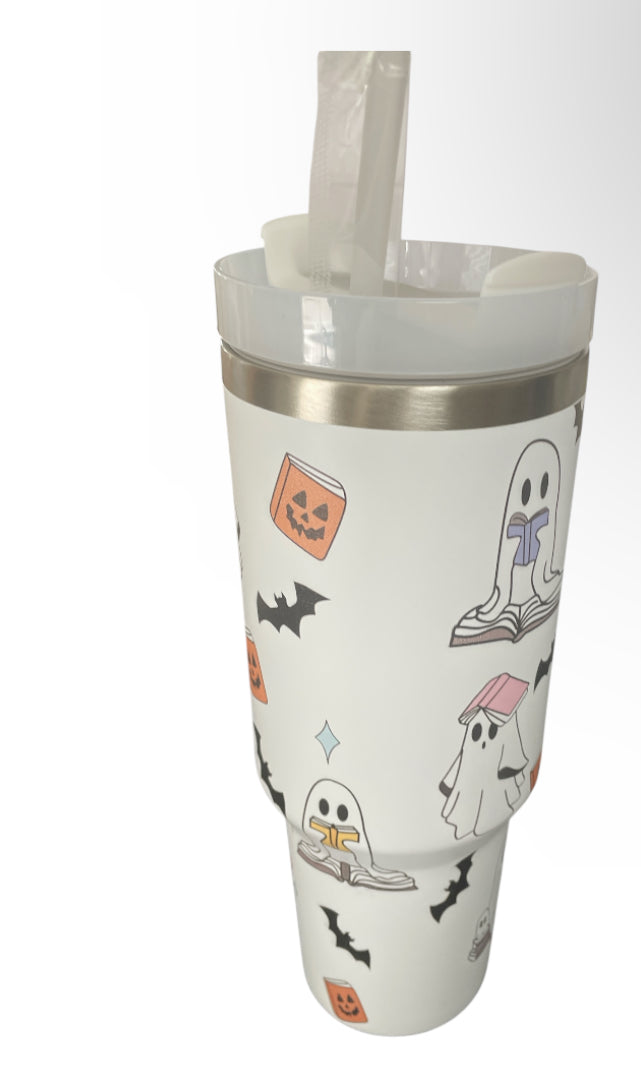 Halloween Cute Ghost Reading & 40 oz Tumbler