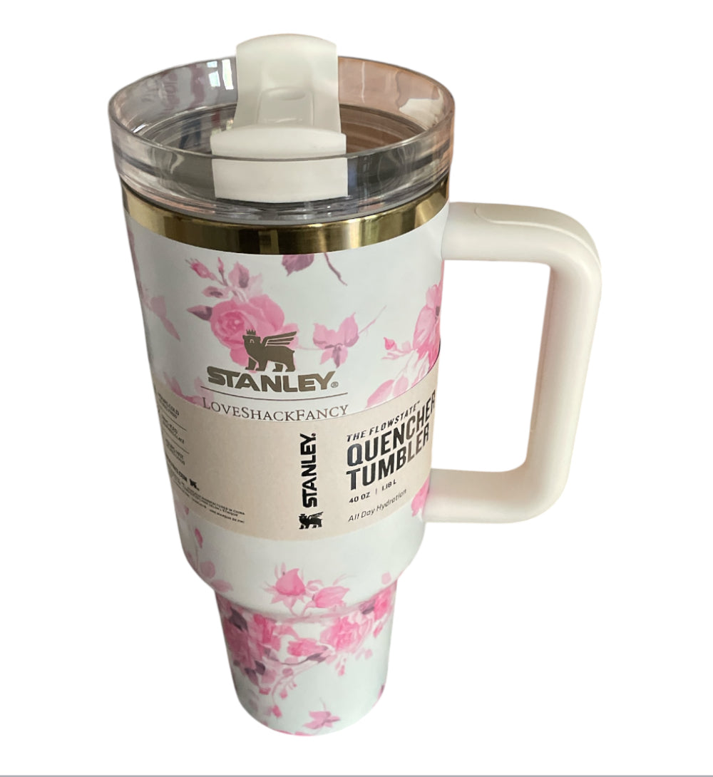 Stanley LoveShackFancy Pink Floral H2.0 Quencher Tumbler