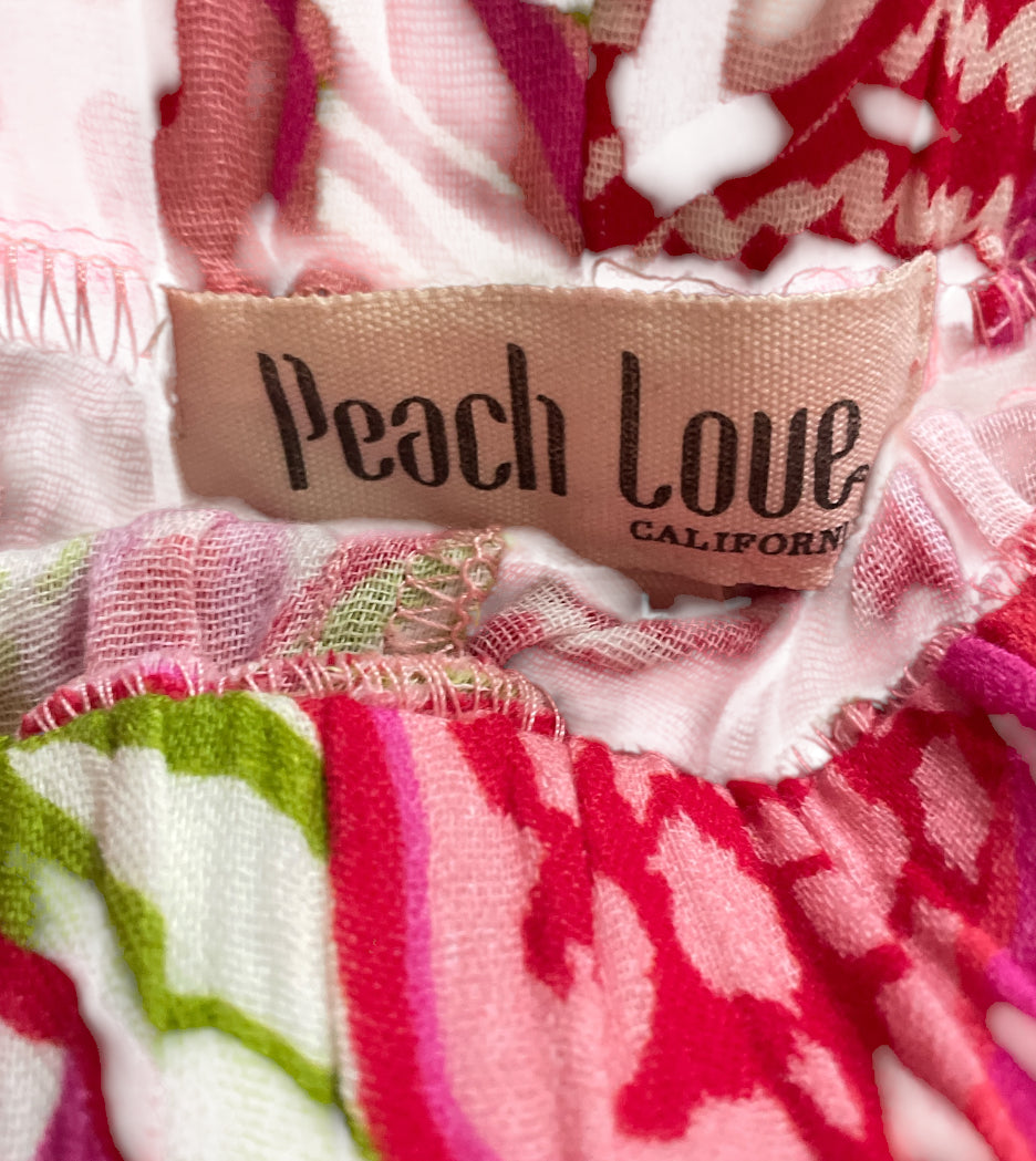 Peach Love SAY ALOHA RED TROPICAL GAUZE SHIRT/SHORTS SET (Large)