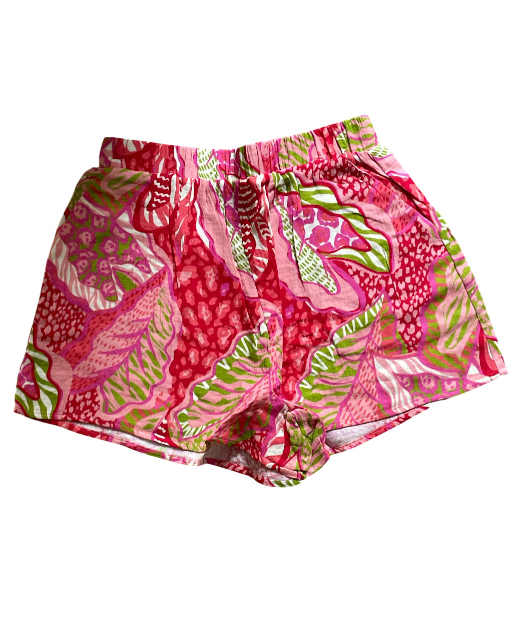 Peach Love SAY ALOHA RED TROPICAL GAUZE SHIRT/SHORTS SET (small)