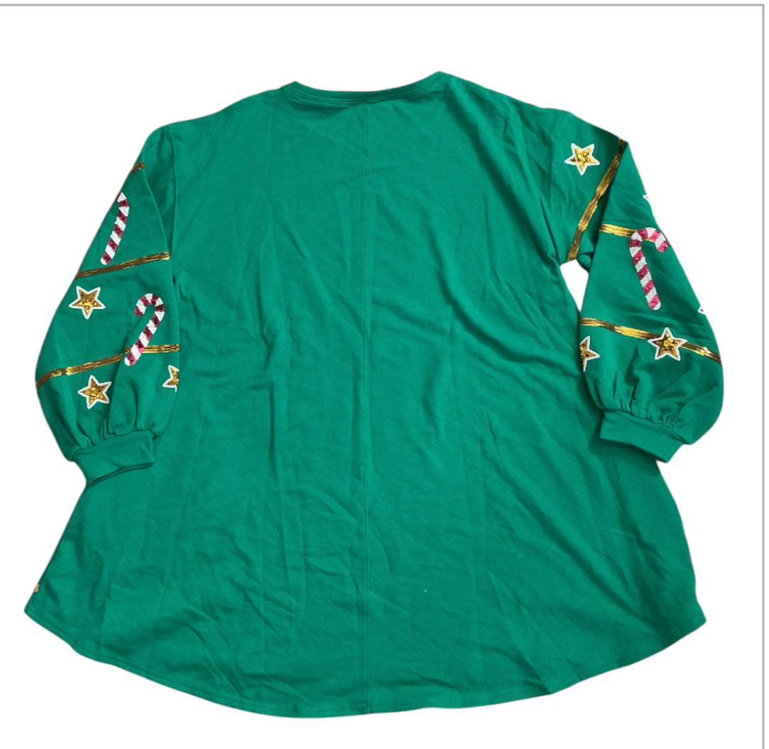 Fantastic Fawn The Christmas Sequin Stripe Sweatshirt Dress (Large)