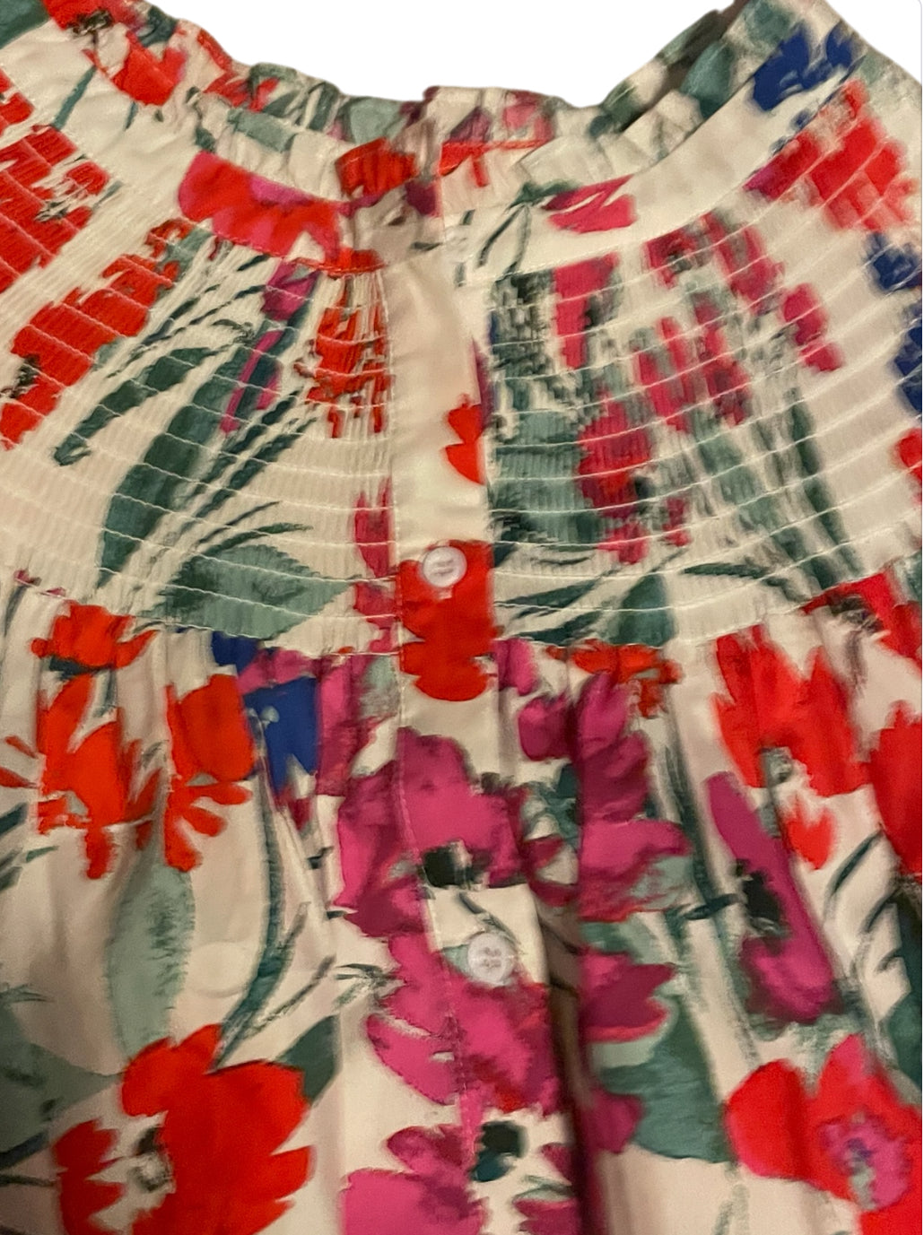 Sugarlips Kivia Smocked Floral Print Top (2x)