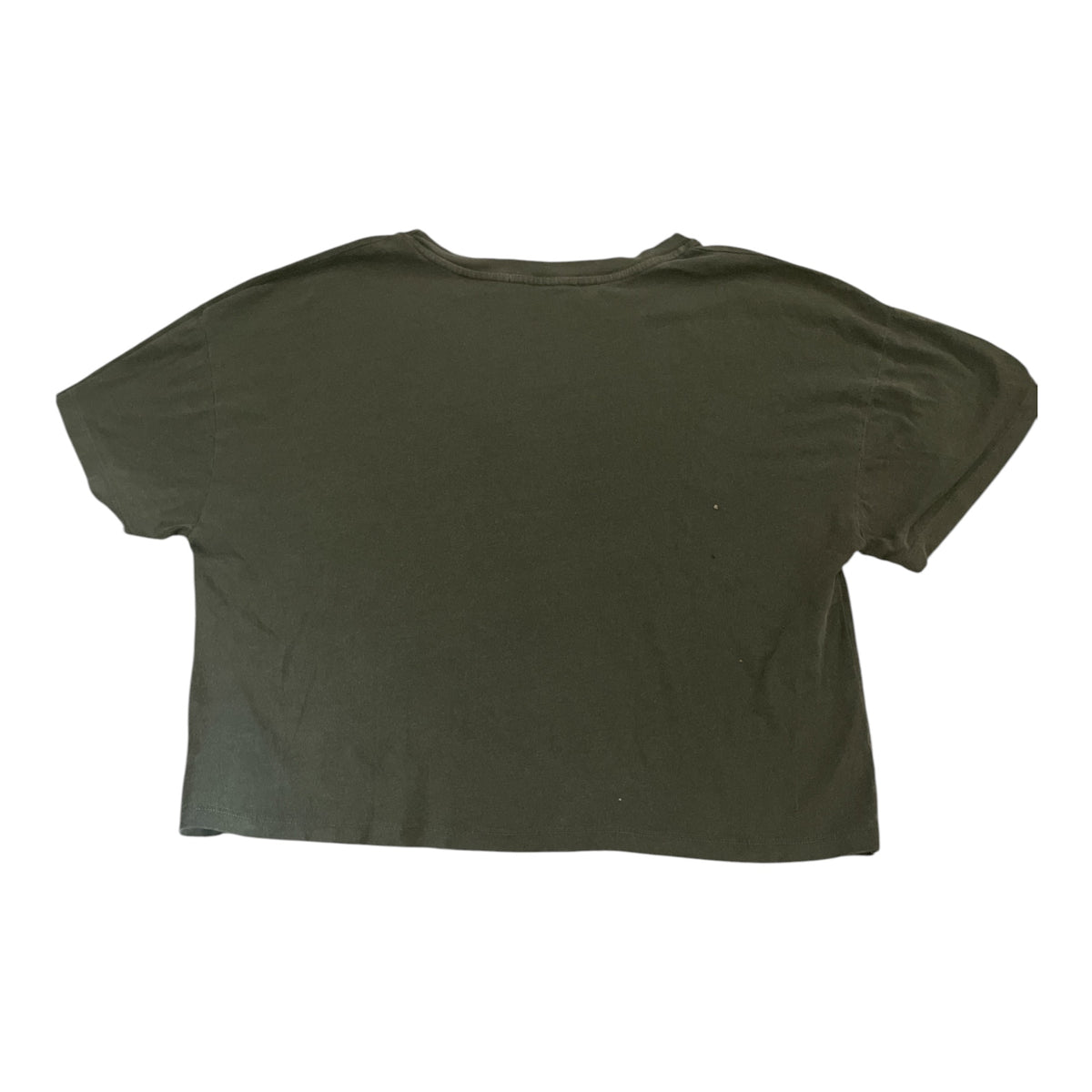 Self Contrast olive green, cropped, boxy short-sleeve t-shirt (Large)