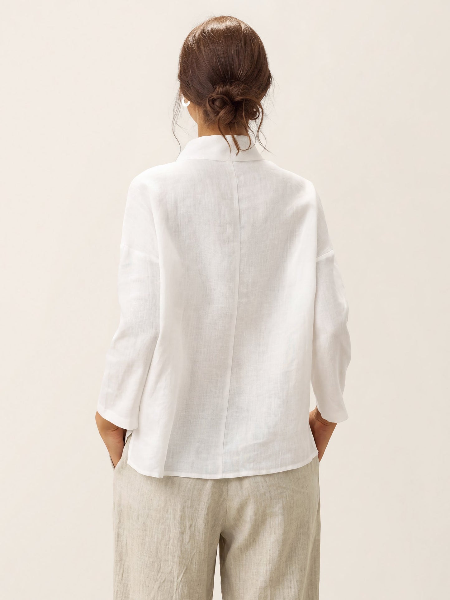 100% Linen Classic Side Neck Top CORA