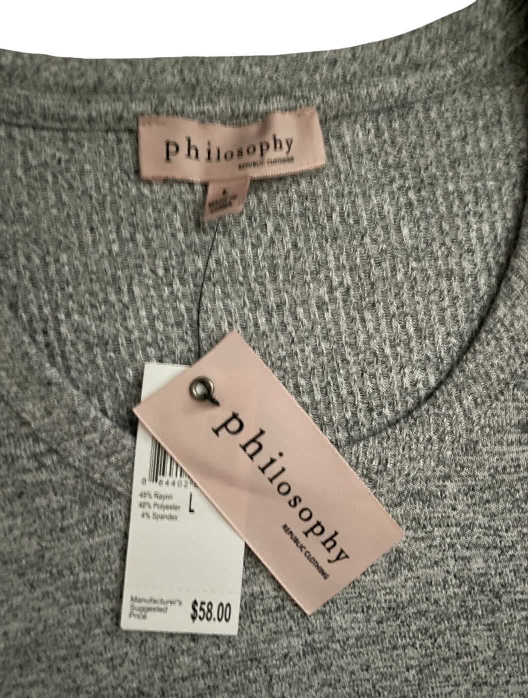 Philosophy Lightweight Heather Gray Short Sleeve Tee (Large)