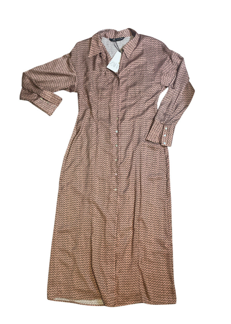 Zara Satin Effect Printed Shirt Dress. (Small)