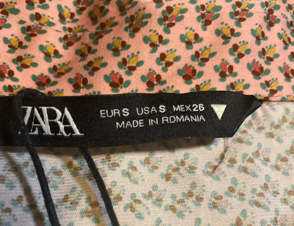 Zara Satin Effect Printed Shirt Dress. (Small)