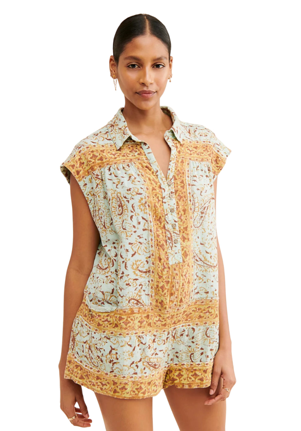 Free People Boxy Silhouette Telly Romper (Large)