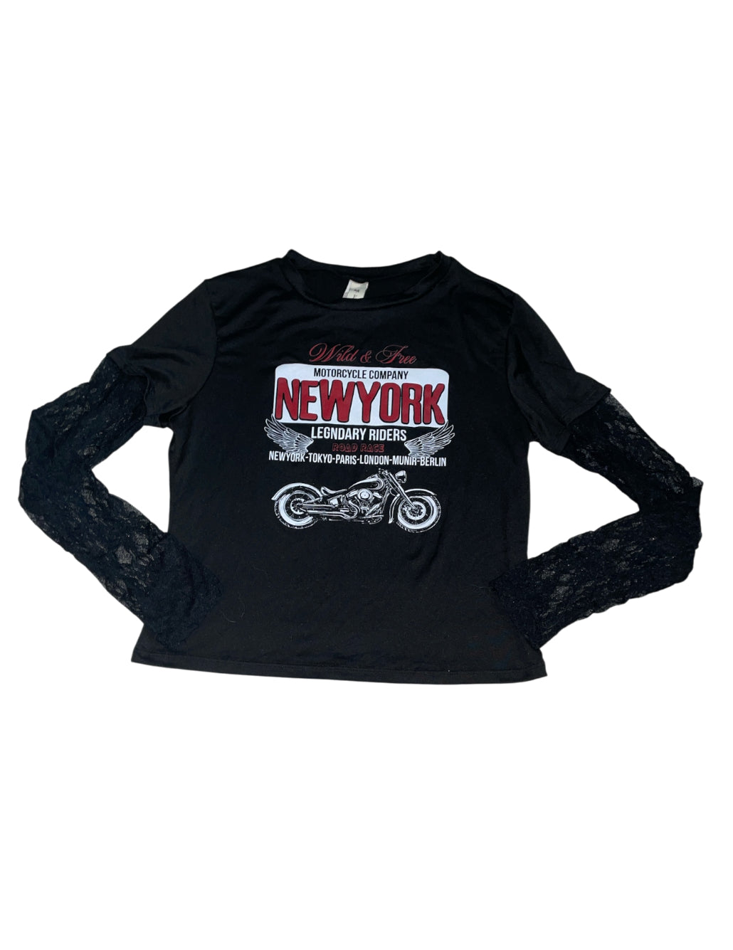 Harley-Davidson New York motorcycle long sleeve shirt with lace sleeves.(X-Large)