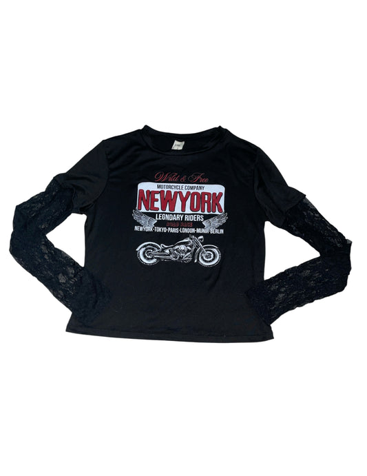 Harley-Davidson New York motorcycle long sleeve shirt with lace sleeves.(X-Large)