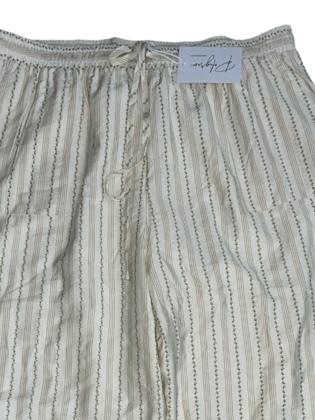 Polagram Floral Striped Pull On Pants (1x)