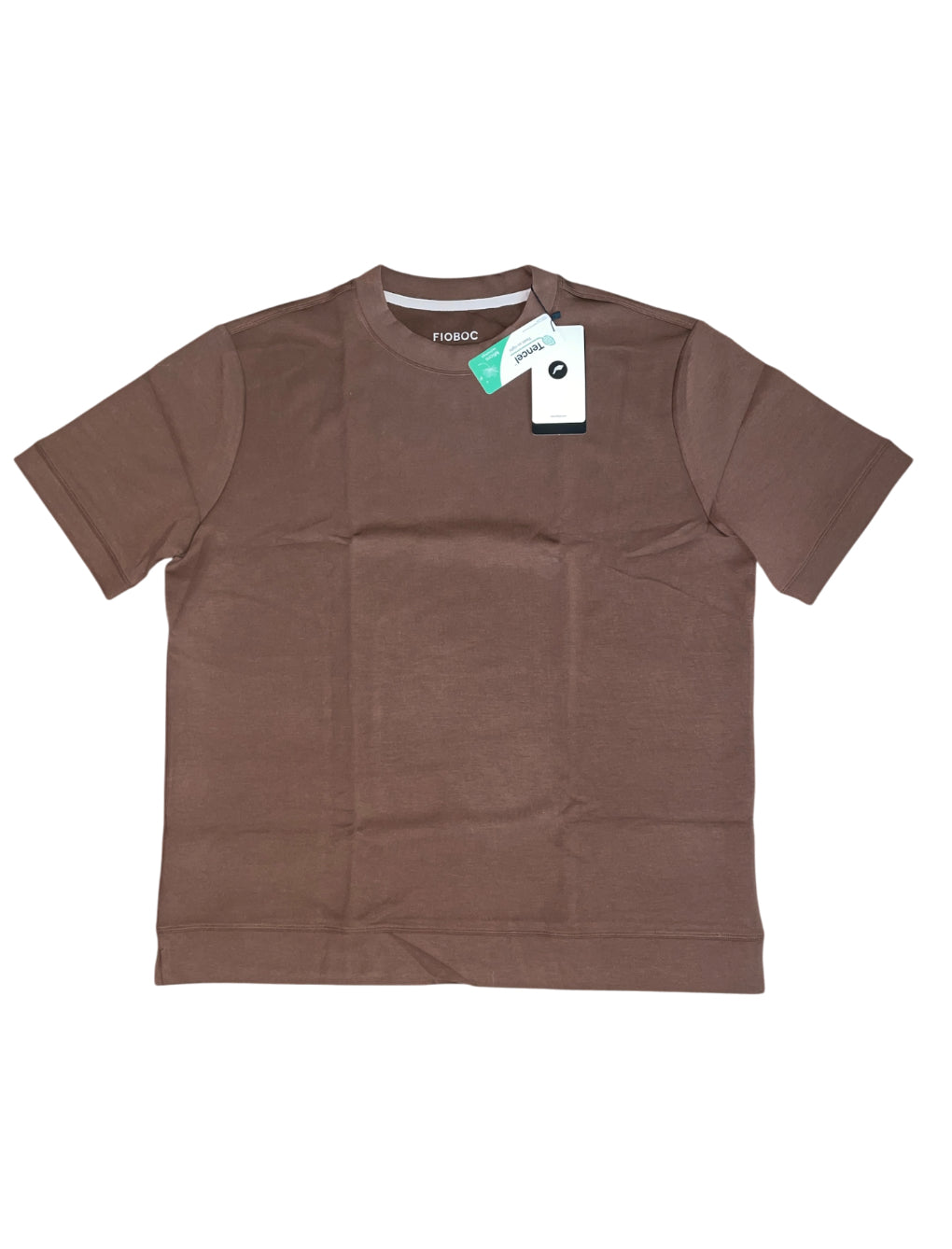Fioboic brand mocha crew-neck T-shirt in Tencel fabric.(3x)