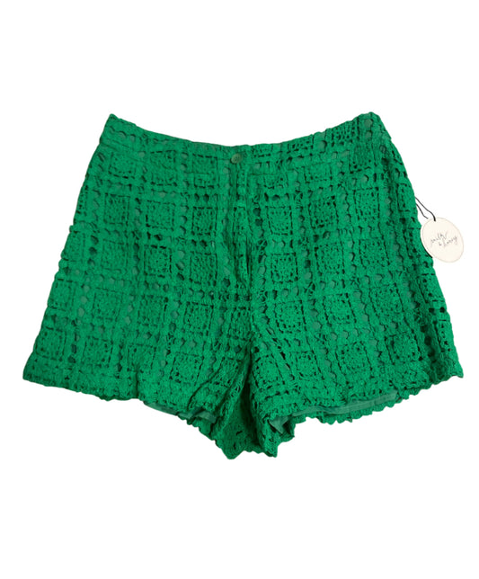 Milk + Honey green high-waisted crochet shorts (Large)
