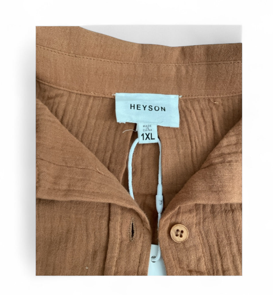 Heyson Rust Button Down Blouse (1x)