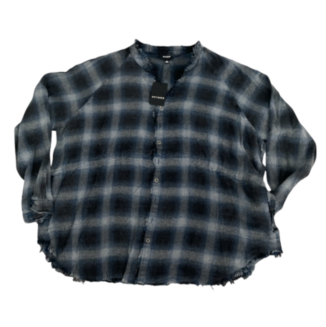 Heyson Blue Plaid Distressed Button Down Shirt (1x)