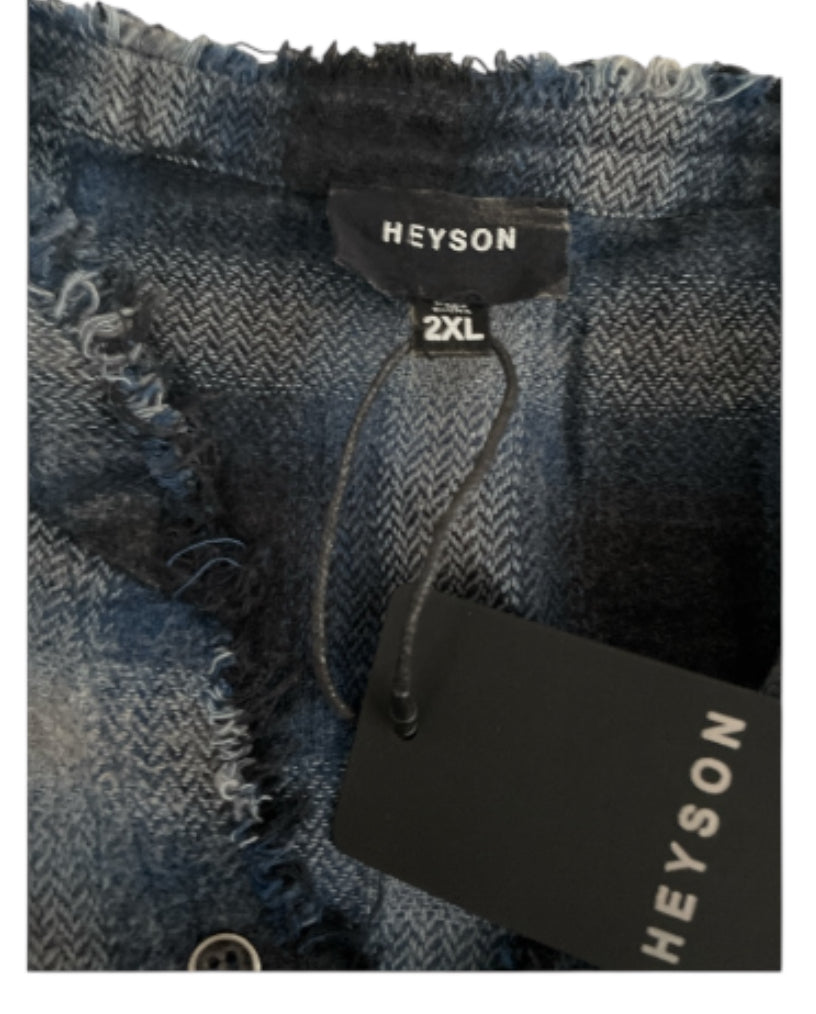 Heyson Blue Plaid Distressed Button Down Shirt (1x)