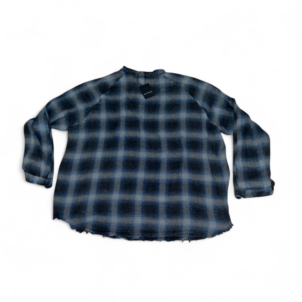 Heyson Blue Plaid Distressed Button Down Shirt (1x)