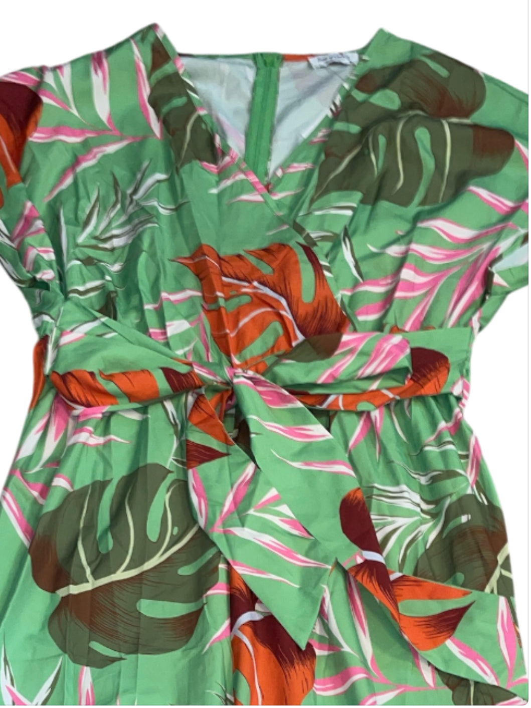 Soul of Curves tropical leaf print wide-leg jumpsuit (2x)