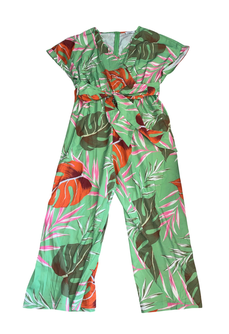 Soul of Curves tropical leaf print wide-leg jumpsuit (2x)