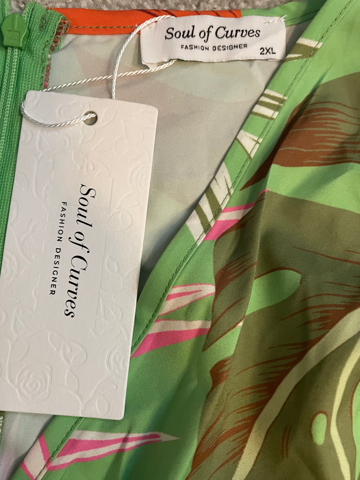Soul of Curves tropical leaf print wide-leg jumpsuit (2x)