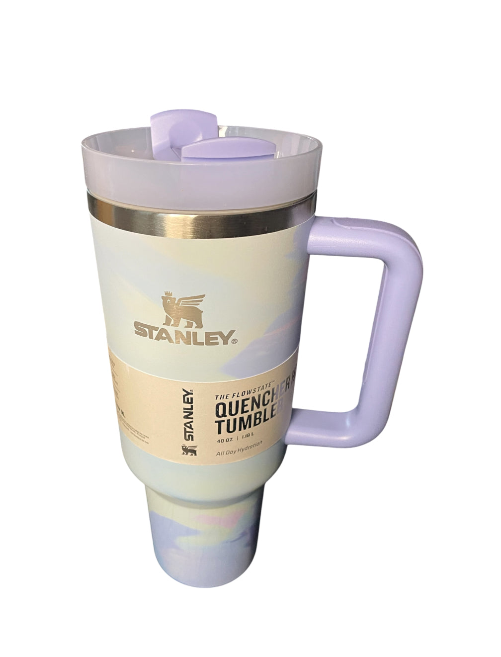 Stanley 40 oz The Flowstate Quencher Tumbler in the watercolor dusk colorway.