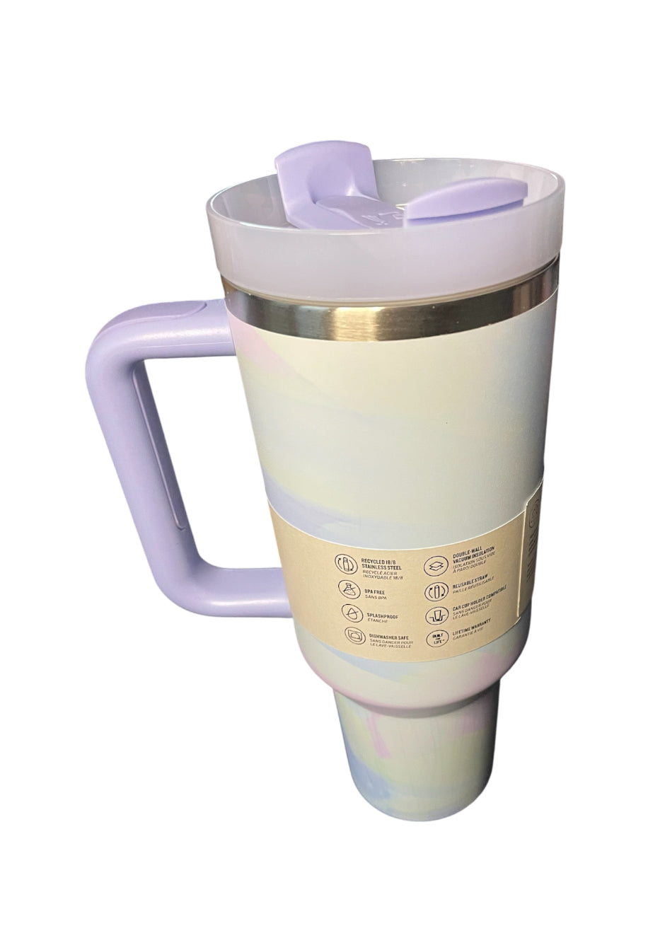 Stanley 40 oz The Flowstate Quencher Tumbler in the watercolor dusk colorway.