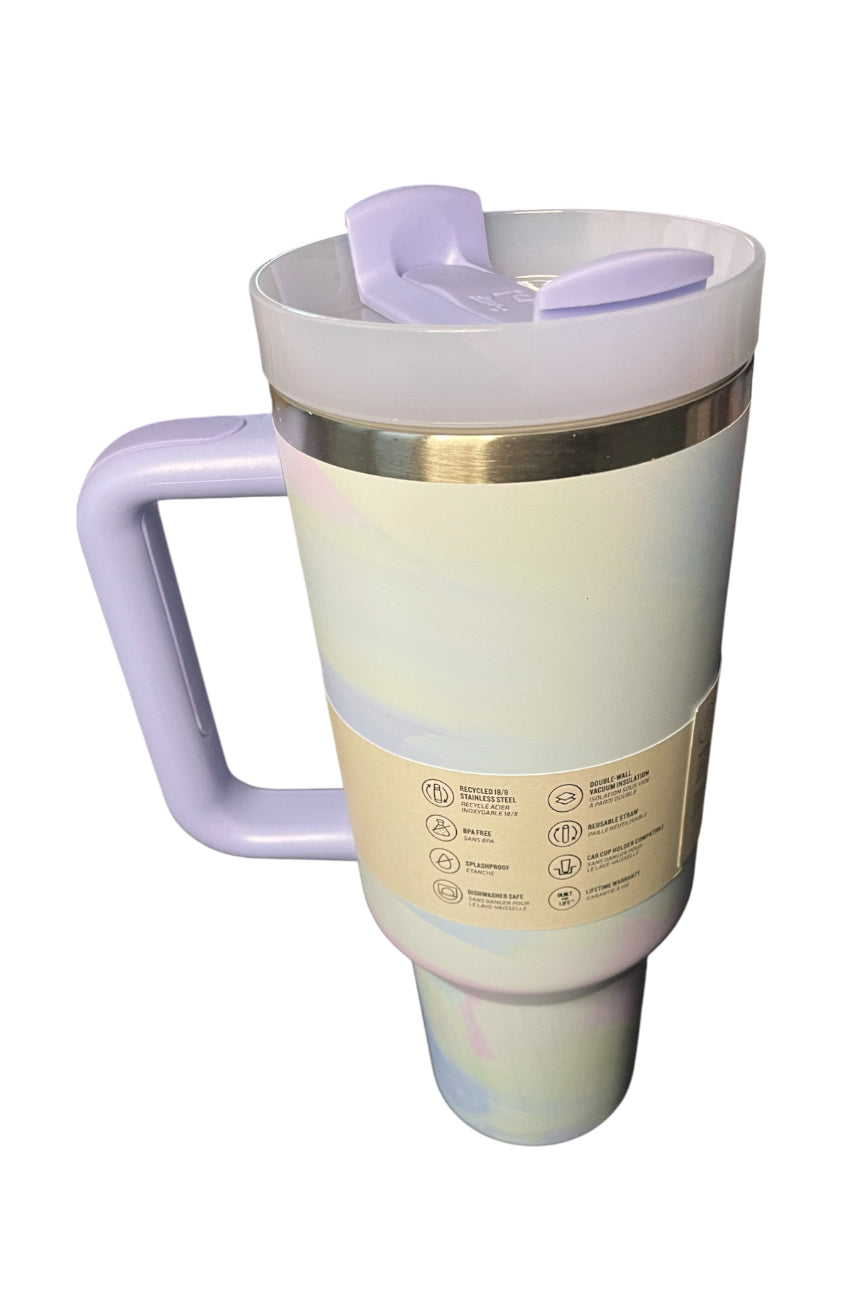 Stanley 40 oz The Flowstate Quencher Tumbler in the watercolor dusk colorway.